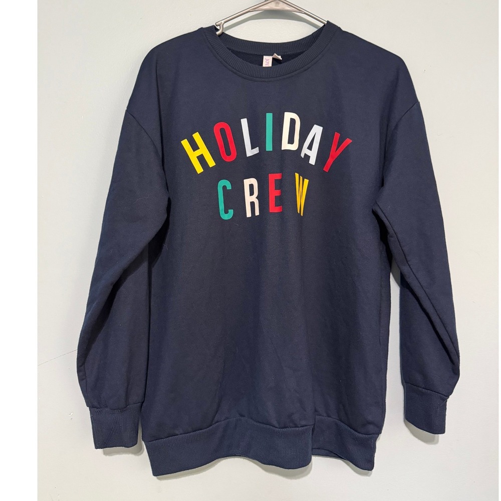 Joyspun Women's 4-6 Holiday Crew Navy Blue Sweatshirt Graphic